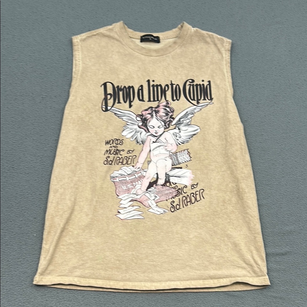 Mr. 1991 & Miss. Go “Drop a Line to Cupid” Sleeveless Top | Size Medium | Beige